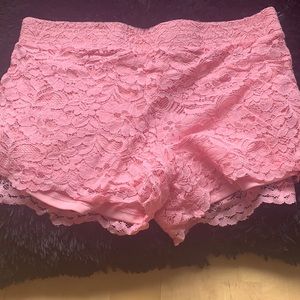 Pink lace shorts